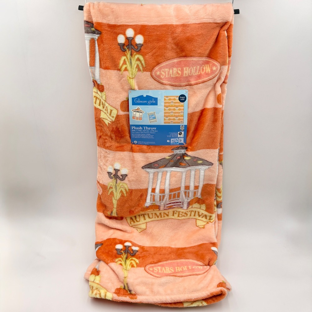 Gilmore Girls Stars Hollow Autumn Festival Plush Throw Blanket 50x70 Orange